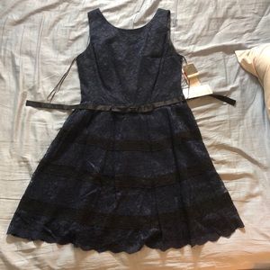 Taylor blue black fit and flare dress 10